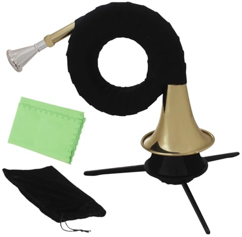 Taschenformat Französisch Horn - Miniatur-Kupfer-Musikinstrument - Französisch Horn mit Tischständer | Für Musik üben, Veranstaltungen im Freien, Reisen, Aufführungen und Anfänger