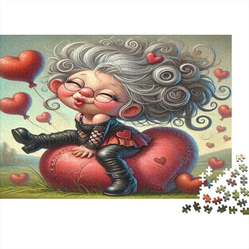 1000 Teile Cartoon-Oma Puzzle für Erwachsene Papier Umweltfreundliches Material Entspannung Cartoon-Oma Puzzlespiel Wanddekoration 38x26cm/1000pcs
