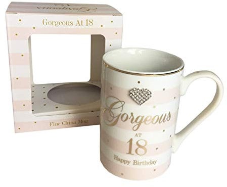 Card and Party - Gorgeous 18th China Mug Happy Birthday Gift for Girls Age Diamante Boxed Present