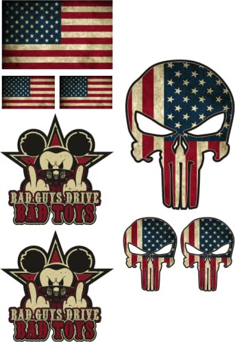 cut-it folientechnik & design MG619 / Aufkleber Set Punisher USA - Breite je Sticker ca. 6cm + 3cm Vintage Tuning Racing V8 Oldtimer Old School Retro Rat Rod Hot Rod Kult Muscle Car Auto