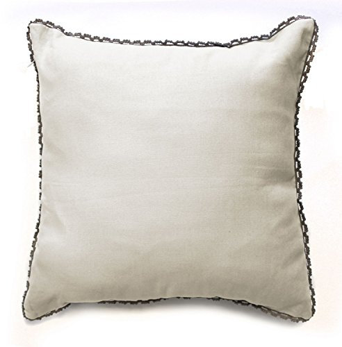 Arinosa Kissen Dekokissen Vintage Landhaus Shabby Chic 40x40 mit Häkelbordüre, Farbe:Naturweiss