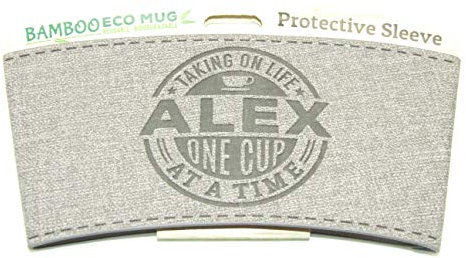 History & Heraldry Bamboo Eco Travel Mug Pre Personalised Heat Sleeve - Name ofAlex