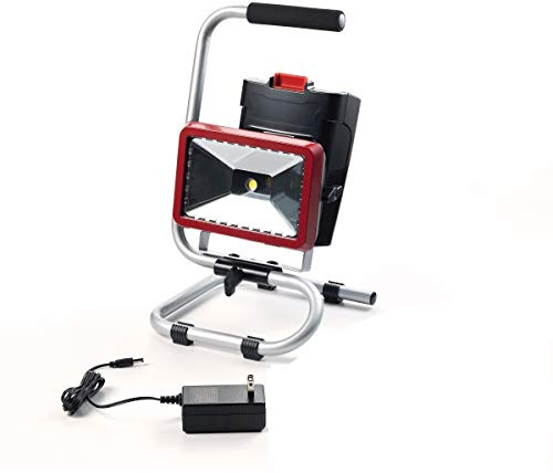 Oregon 581612 LED-Strahler mit zwei Leistungsstufen. Inklusive 220 V Stecker und kompatibel mit Lithium-Batterien, 36 V, Rot, Schwarz, Grau