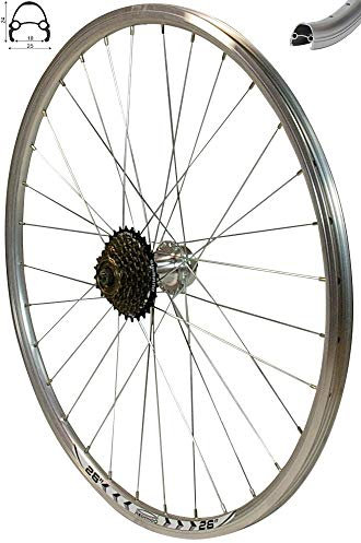 Redondo 26 Zoll Hinterrad Laufrad Felge QR Silber Disc + 7 Fach Kranz