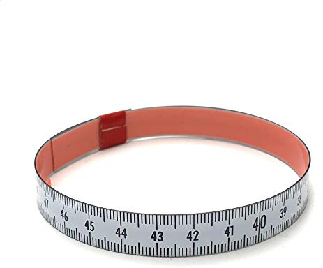 Skalenbandmaß 50cm mit Selbstklebefolie - Bezifferung von rechts nach links - Stahl weiß lackiert - Breite: 13mm, mit Duplexteilung - Gehrungsband Anschlagband Rollbandmaß Lineal
