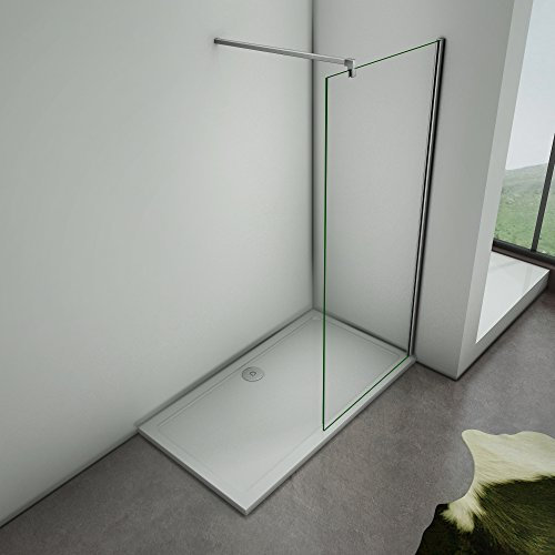 160x200cm Box Doccia Parete Walk In Con Vetro Trasparente Easyclean 8mm+Barra 90cm