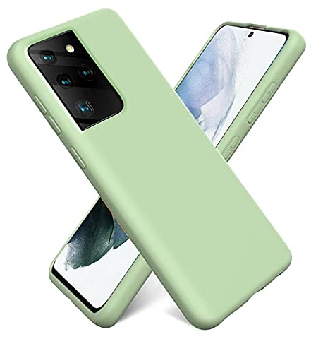 CoolGadget Silikon Hülle für Samsung Galaxy S21 Ultra Mikrofaser Grün