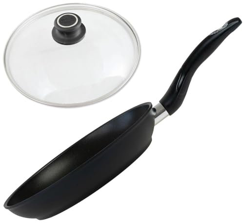BAF Bratpfanne Induktion 28 cm mit Glasdeckel - Aluminium Antihaft Pfanne, antihaftbeschichtet - 5 cm flacher Rand - für alle Herdarten
