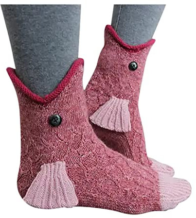 SumLeiter Damen Strick Bodensocken Lustige , Warme Wintersocken mode Cartoon Bestickte Sportsocken Gestrickte Tier Hai Krokodilform Bettsocken Anti-Rutsch-Strickpullover Haushalt Socken