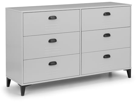 Julian Bowen Lakers Locker Kommode mit 6 Schubladen, grau