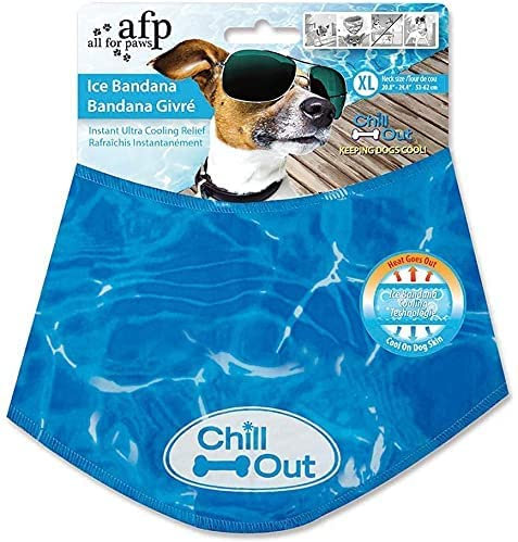 ALL FOR PAWS Chill Out Dog Ice Bandana, Instant Cooling Pet Bandana, Breathable Scarf Dog Cat Ice Collar for Summer, Blue, Neck Girth 53-62 CM/20.8-24.4 Inch (X-Large)