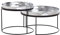 Wohnling Couchtisch 2er Set Silber/Schwarz Metall Hammerschlag Satztisch Rund, Sofatisch abnehmbares Tablett, Tabletttisch Sofa 2 teilig Modern, Runder Beistelltisch