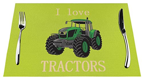 Tischsets I Love Traktors waschbar, PVC, Tischsets für Küche, Esstisch, geeignet für Tische, Wärmeisolierung, Tischsets, rutschfest, ökologisch, 30 x 45 cm, 1 Stück