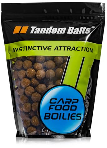 Tandem Baits Carp Food Boilies Japanischer Tintenfisch, Leckere Boilies für Karpfen Angeln ohne Mühe, Köder zum Große-Fische-Angeln, Karpfenzubehör für Profis & Hobby-Angler 18 mm 1 kg
