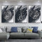GHJKL Islamisches Silber Arabische Kalligraphie Leinwand Malerei, Schwarz-Weiß-Kalligrafie Allah Islamische Zitate Leinwand Malerei Bilder Deko, Kein Rahmen (50x70cm*3)