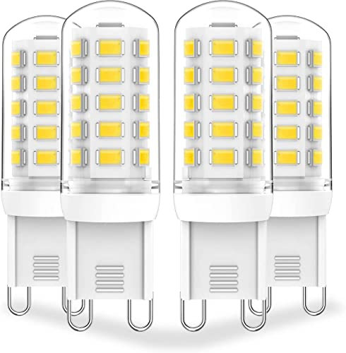 Aegislogic G9 LED Lampadina dimmerabile 5W Equivalente 40W G9 lampada alogena, bianco freddo 6000K 450LM G9 lampadina, senza sfarfallio, AC 220-240V,4 unità