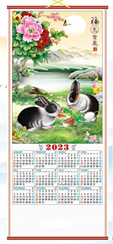 Chinesischer Wandkalender 2023 mit Bild von Kaninchen