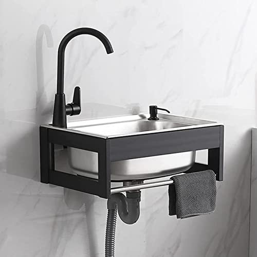 RUCRAK Lavabo Sospeso Lavatoio da Giardino Campeggio Lavabo Indipendente della Mano della Lavanderia con Rubinetto Caldi e Freddi per Garage e Cortile,Ristorante,Lavanderia (Size : 48 * 35cm)