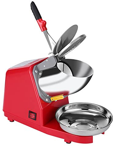 Electric Dual Blade Ice Crusher Commercial Snow Cone Granizing Machine Home ICY Drink Smoothie Maker,Red