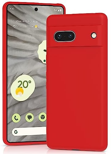 YATWIN Cover per Google Pixel 7A, Custodia in Silicone Morbido con Tagli di Precisione per Fotocamera, Design Ultra Sottile, Protezione 360° con Bordi Rialzati, ‌Rosso‌