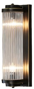 NICRX Applique Murale en Laiton et Cristal, 400mm, Verre Cristal et Base Noir