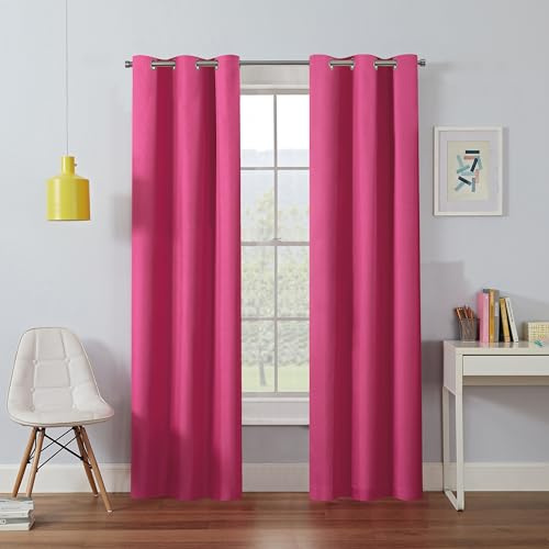 Eclipse Kendall Blackout Curtain, Thermal Insulated Grommet Window Panel, Noise Reducing Curtains for Bedroom, Living Room or Nursery, (1 Panel), 63 in Long x 42 in Wide, Raspberry