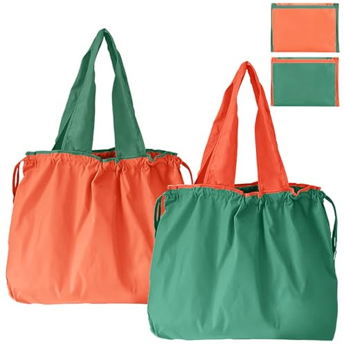 Einkaufstasche Faltbar Große Wiederverwendbare Ripstop Einkaufsbeutel Waschbar Shopping Bag Tragetasche mit Kordelzug und Henkel Tragbare Einkaufstaschen für Einkaufen und Travel Outdoor Camping