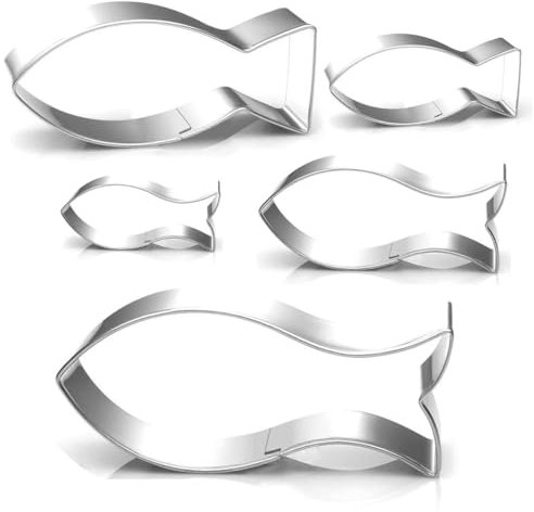 RQPeerless 5 Stück Christen Fisch Ausstechform Edelstahl Keksausstecher Set für Kommunion Konfirmation Taufe.Fisch Ausstecher.