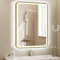 S'bagno Bathroom-Mirror-with-LED-Lights 80x60cm, Bathroom-LED-Mirror with Aluminum Frame, Anti-Fog, 3000-6500K, HD Tempered Glass, IP44 Waterproof, Memory, Horizontal/Vertical, Golden