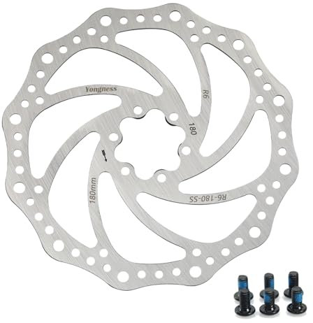 Yongness Rotor de disco de freno de bicicleta 140 mm/160 mm/180 mm/203 mm Disco de freno de bicicleta de acero inoxidable con 6 tornillos para bicicleta de carretera BMX MTB (Plata 140mm)