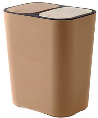 rongweiwang Poubelle de tri à Double Compartiment, légère et Durable, pour Le Recyclage Domestique, poubelles en Plastique polyvalentes faciles, Café, 29X21X33CM