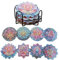 FENGQQKJ Lot de 8 dessous de verre Diamond Painting Lotus 5D Diamond Painting Sous-verres avec support DIY Coasters pour verres autocollants en liège Boissons Dessous de verre Mosaïque Kit de