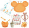 ASENME Vajilla Infantil, babero, Vajilla de silicona con ventosas Vajillas (Naranja)