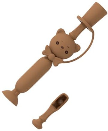 IWOWHERO Cartoon Bear Silikon Zahnbürste Für Junge Mädchen Manuelle Zahnreinigung Trainingswerkzeug Für Kleinkinder Und Junge Mädchen Farbe Zufällig