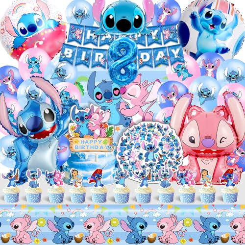 Decorazioni Compleanno Stitc 8 Anni, Kit Festa Stitc Compleanno 8 Anni, Adesivi Stitc e Angel, Palloncino Stitc Compleanno, Stitc Decorazioni Torta, Tovaglia Stitc, Sfondo Compleanno Stitc e Angel