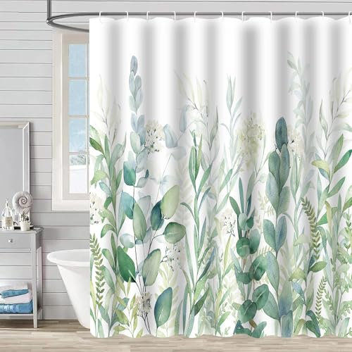 FAIRYGATE Duschvorhang Waschbar Blätter Duschvorhang Badewanne Schnell Trocknende Nautische Duschvorhänge Badezimmer Vorhang Bathroom Curtain Set mit 12 Haken 180 x 180 cm Mordener B9907
