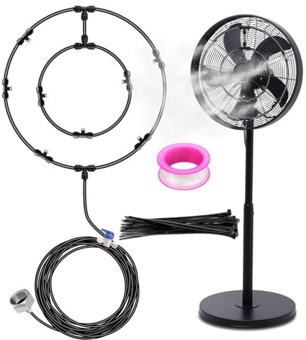 Mr. Outdoor Fan,Fan Misting Kit | Upgraded Portable Fan Misting Kit | Patio Fan with 6 Removable Nozzles, Water Fans, Cooling Fan