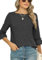 Poetsky Womens Boat Neck 3/4 Sleeve Tops Loose Fit Shirts Casual Solid Basic Tee Shirt Blouses, Dark Grey, XXL