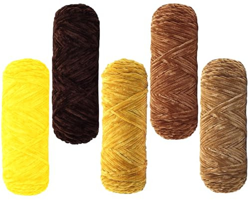 Maxee 500g(5×100g) Samtig Babywolle, Samt Velvet Wolle Chenille Garn, Kuschelweich Chenillegarn, Flauschige Weich Plüschwolle, Häkelgarn Wolle Zum Stricken & Häkeln