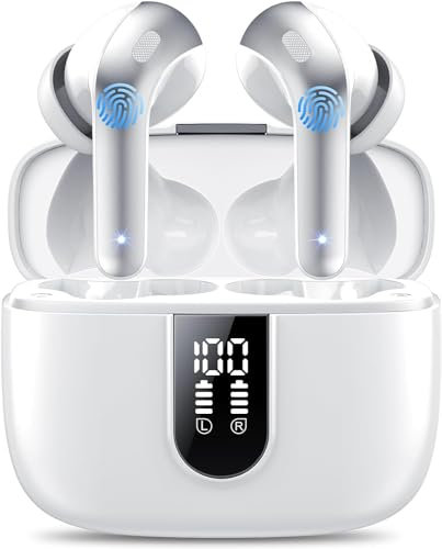 Auriculares Bluetooth inalámbricos, auriculares Bluetooth 5.3, 50 Horas Control Táctil, 4 ENC Llamada Reducción Cancelación de Ruido Mic, Bajos Profundos, Ajuste Cómodo, IPX7 Impermeable Auriculares