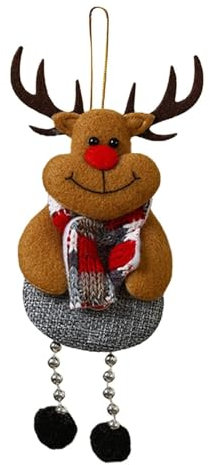 Adorno de Navidad, pequeño adorno colgante, accesorio para árbol de Navidad, tela, pequeño adorno colgante, hombre, muñeco de nieve, adorno colgante, maceta de metal (C, 19 x 8 cm)