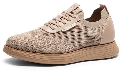 Bruno Marc Zapatos de Cordones Vestir Zapatillas Casual Transpirables Oxfords para Hombre con Plantilla Comoda Antideslizante,Size 44,Caqui,SBOX2317M