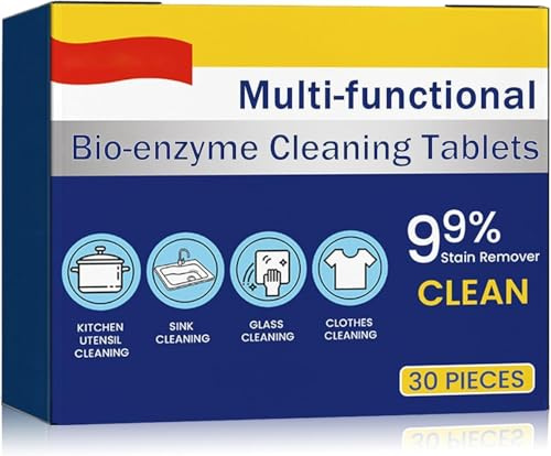 Multifunktionale Bio-Enzym-Reinigungstabletten, Reiniger lösen konzentrierte Tabletten, kraftvolle Fleckenentfernungstabletten, Küche Allzweckreinigungspulver, Haushaltsreiniger (1 Box)