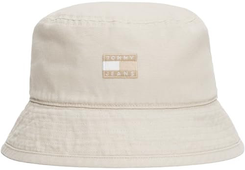 Tommy Jeans Damen Tjw Heritage Canvas Bucket Hat Aw0Aw17581 Schlapphut, Beige (Newsprint), One Size