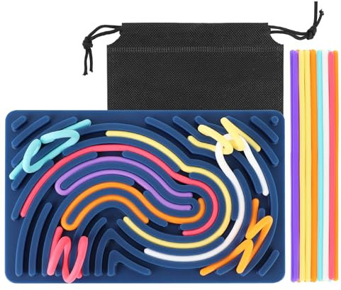 ddLUCK Sensorik Spielzeug Activity Board, Silikon Sensory Toys Fidget Spiel Zur Autismus, Stress, ADHD, Anxiety Spiele Play Toy Für Kinder ab 3 Jahr & Erwachsene, mit Reisetasche & 20 Schnüren