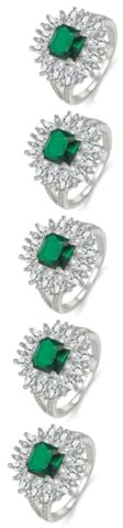 WRITWAA 5st Smaragdring Eheringe Ringfrauen Zirkonringe Für Frauen Jubiläumsgeschenk Für Sie Smaragd Schmuck Jade-ring Ehering Für Frauen Diamant-verlobungsring Verlobungsringe Kupfer
