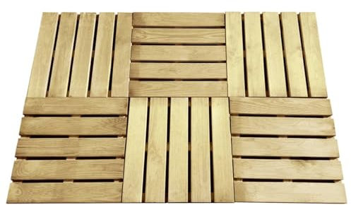 Sufrk Piastrelle per Esterni 6 pz 50x50 cm in Legno Verde-Pavimento per Esterno,Pavimento Esterno Incastro per Patio e Balcone, Giardino, Piscina Gazebo