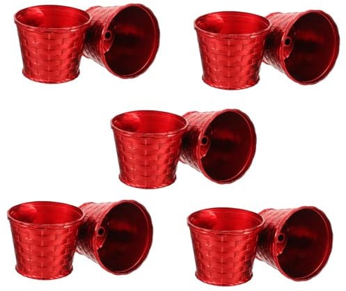 CAXUSD 10pcs Christmas Tree Pot Xmas Tree Bucket Holiday Tree Stand Christmas Tree Bracket Christmas Tree Collar Decorative Xmas Tree Stand Christmas Themed Bucket Party Decor Red Plastic