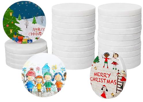 JIAMOEAT Steine Zum Bemalen, 25 StüCk 5cm Durchmesser Flache Steine Zum Bemalen, NatüRliche Marmor Steine Zum Bemalen,Runde Steinscheibe Glatte Flach Kieselsteine FüR Kunst Kunsthandwerk Deko