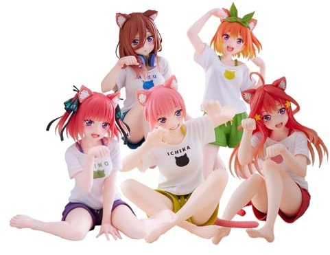 Zhongkaihua Liebe Fünffel Figur Nakano Miku 13cm Version Hauskatze Kleidung Figur Anime PVC Statue Schreibtischschmuck Deko Geschenk